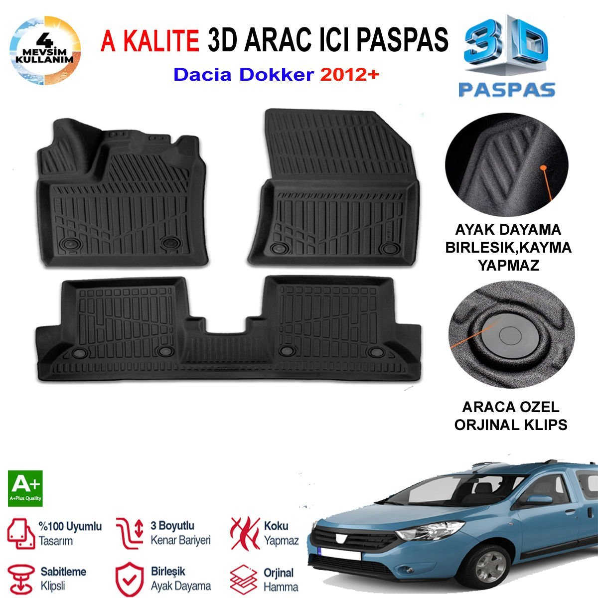 Dacia Dokker 3D Paspas Havuzlu Pro 2012 Sonrasi