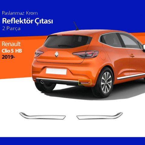 Renault Clio 5 Arka Reflektör Çerçevesi Kromu Nikelajı Set