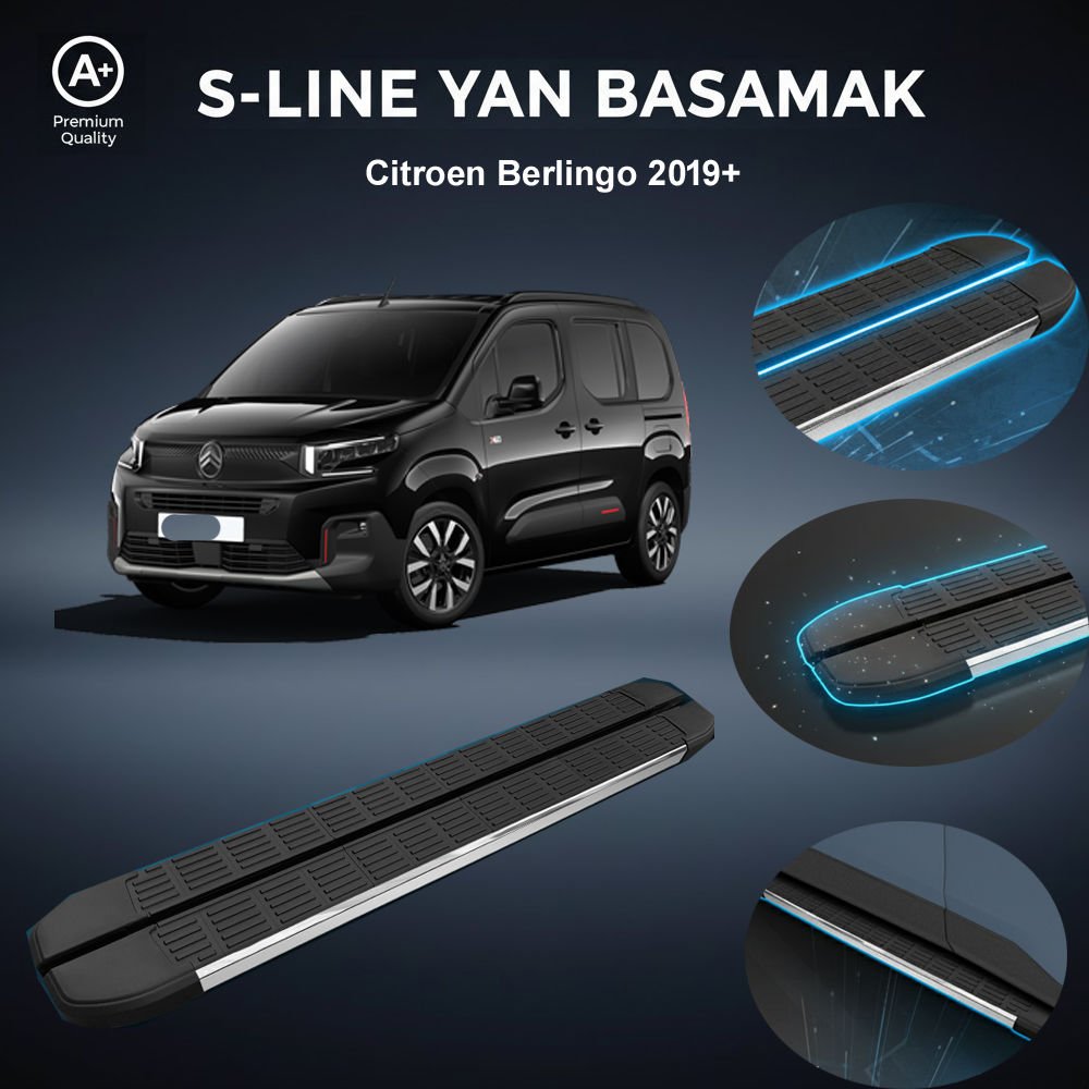 Citroen Berlingo Uzun  S-Line Premium Krom Yan Basamak   2019 Sonrası