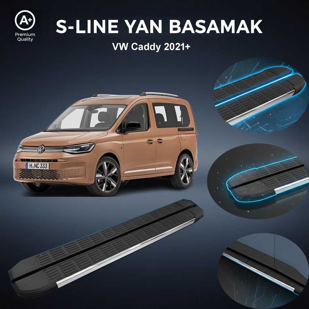 VW Caddy S-Line Premium Krom Yan Basamak 2021 Sonrası