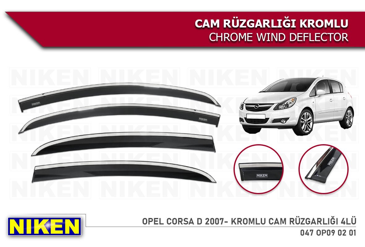 Opel Corsa D Kromlu Cam Rüzgarlığı Niken