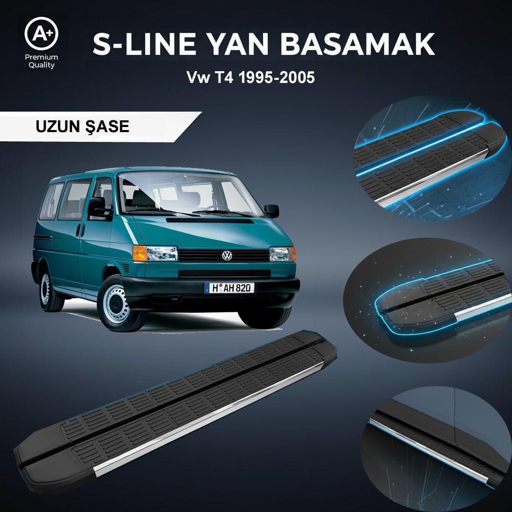 VW T4 UZUN S-Line Premium Krom Yan Basamak 1995-2004