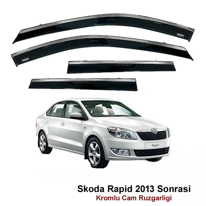Skoda Rapid Sedan Kromlu Cam Rüzgarlığı Niken 2013 Sonrası