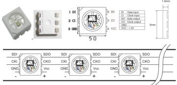 Adreslenebilir RGB 8x8 LED Esnek Flex Panel 5V 10mm Izgara APA102C