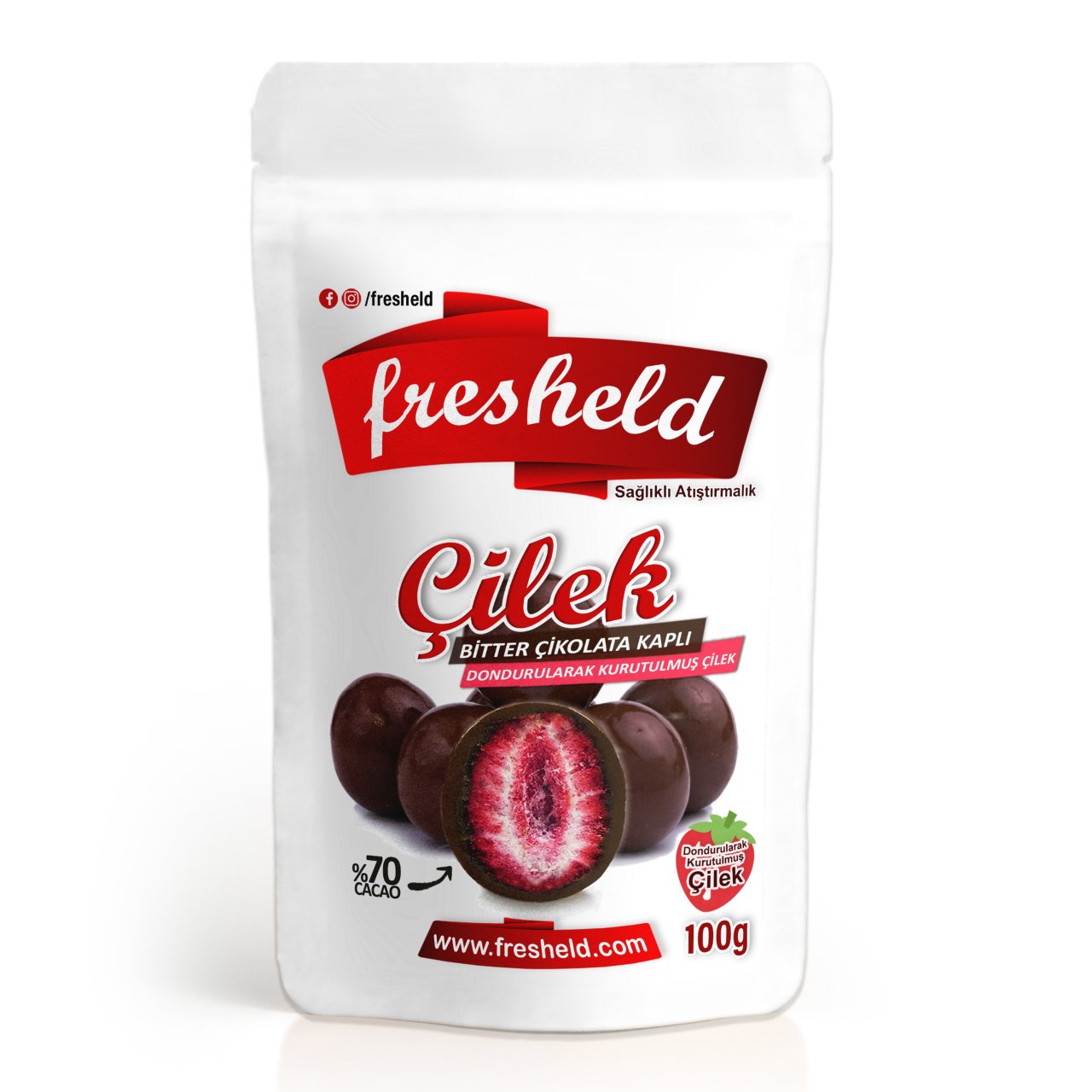 Bitter Çikolatalı Çilek 100g ( Chocolate covered freeze dried strawberry )