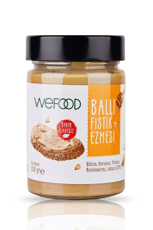 Wefood Şekersiz Ham Ballı Fıstık Ezmesi 300gr x 2 Paket