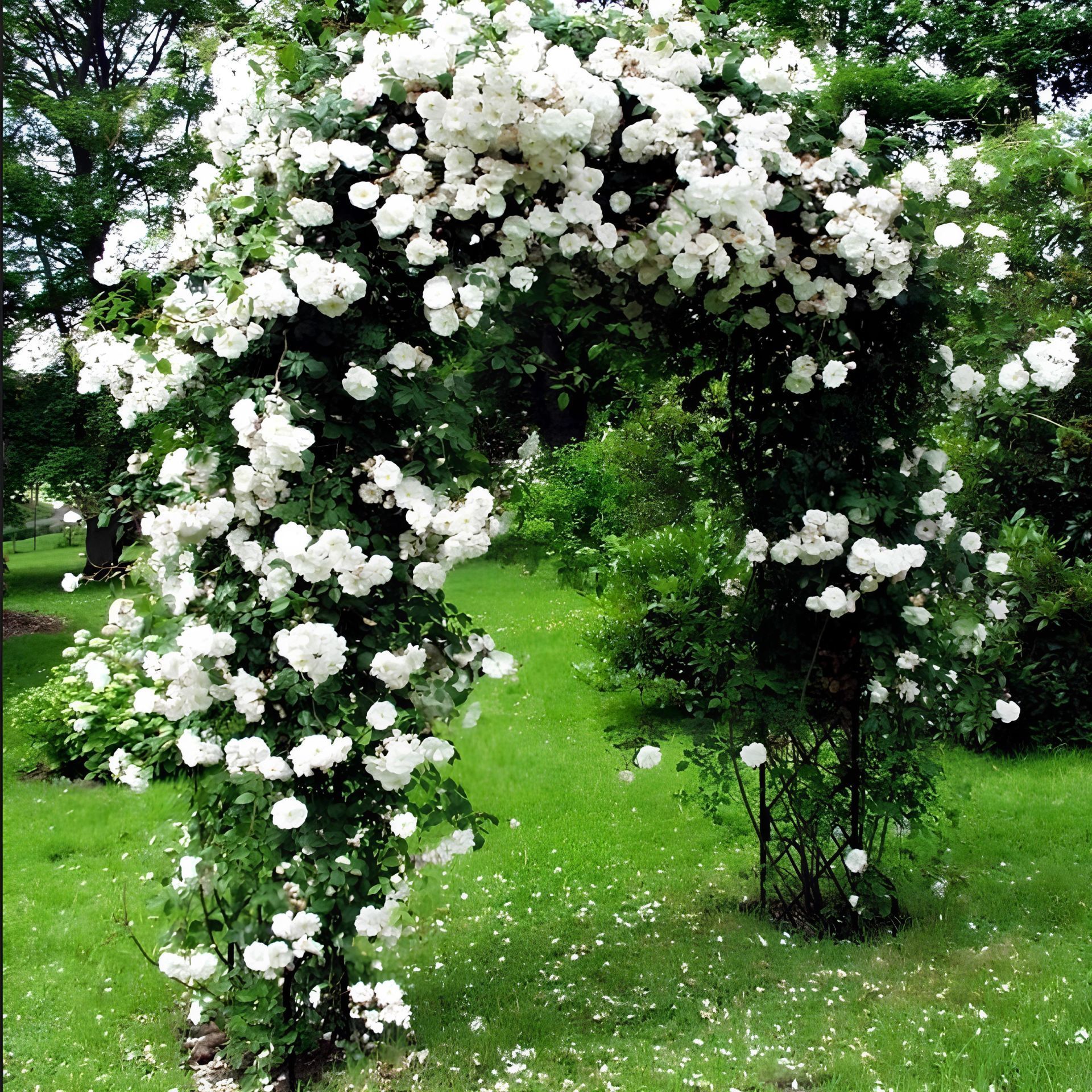 Tüplü Kokulu Yediveren Bride Crown Beyaz Sarmaşık Gül Fidanı(120-200 CM)