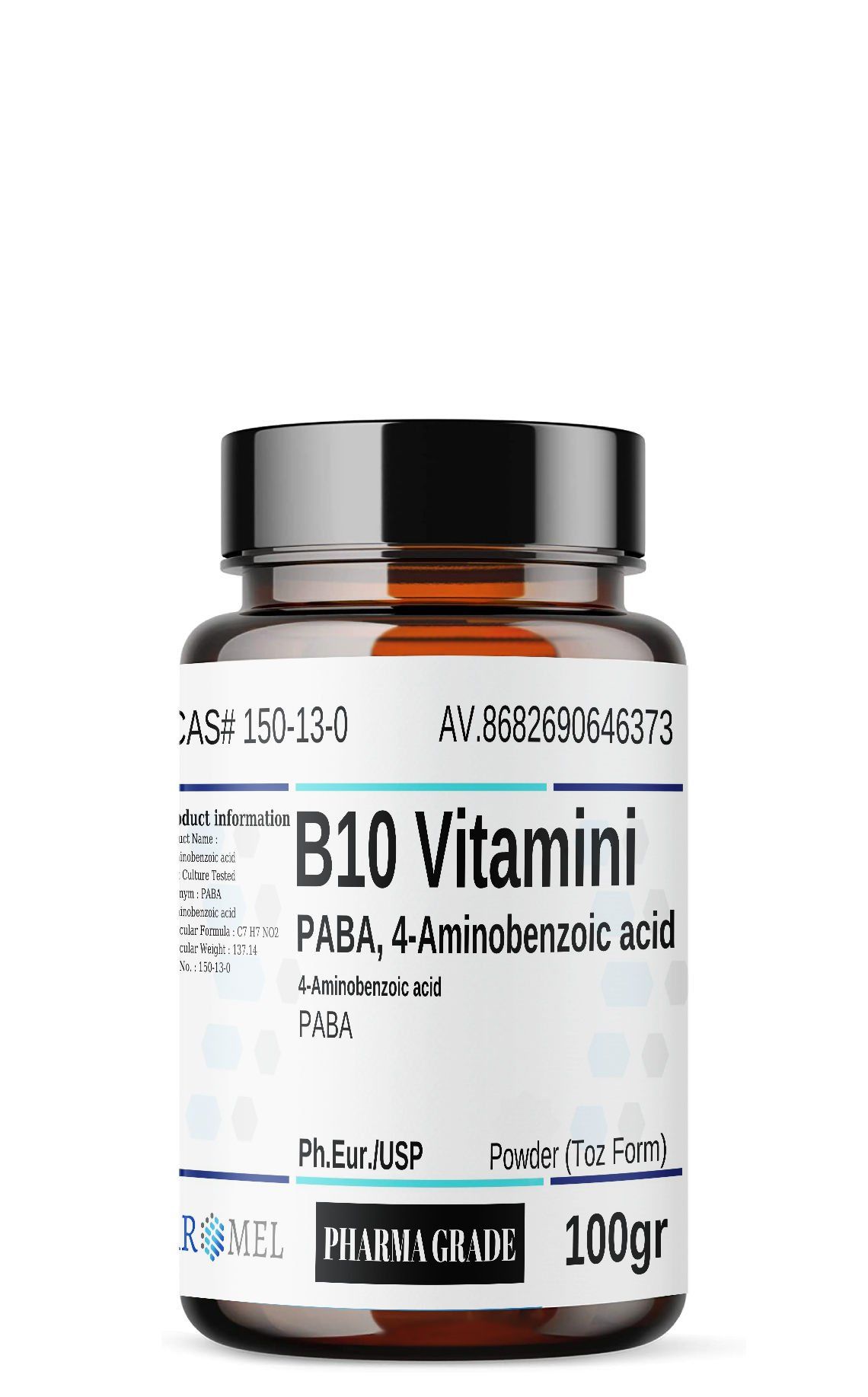 Aromel PABA Para Aminobenzoik asit | 100 gr | B10 vitamini | 4-Aminobenzoic acid
