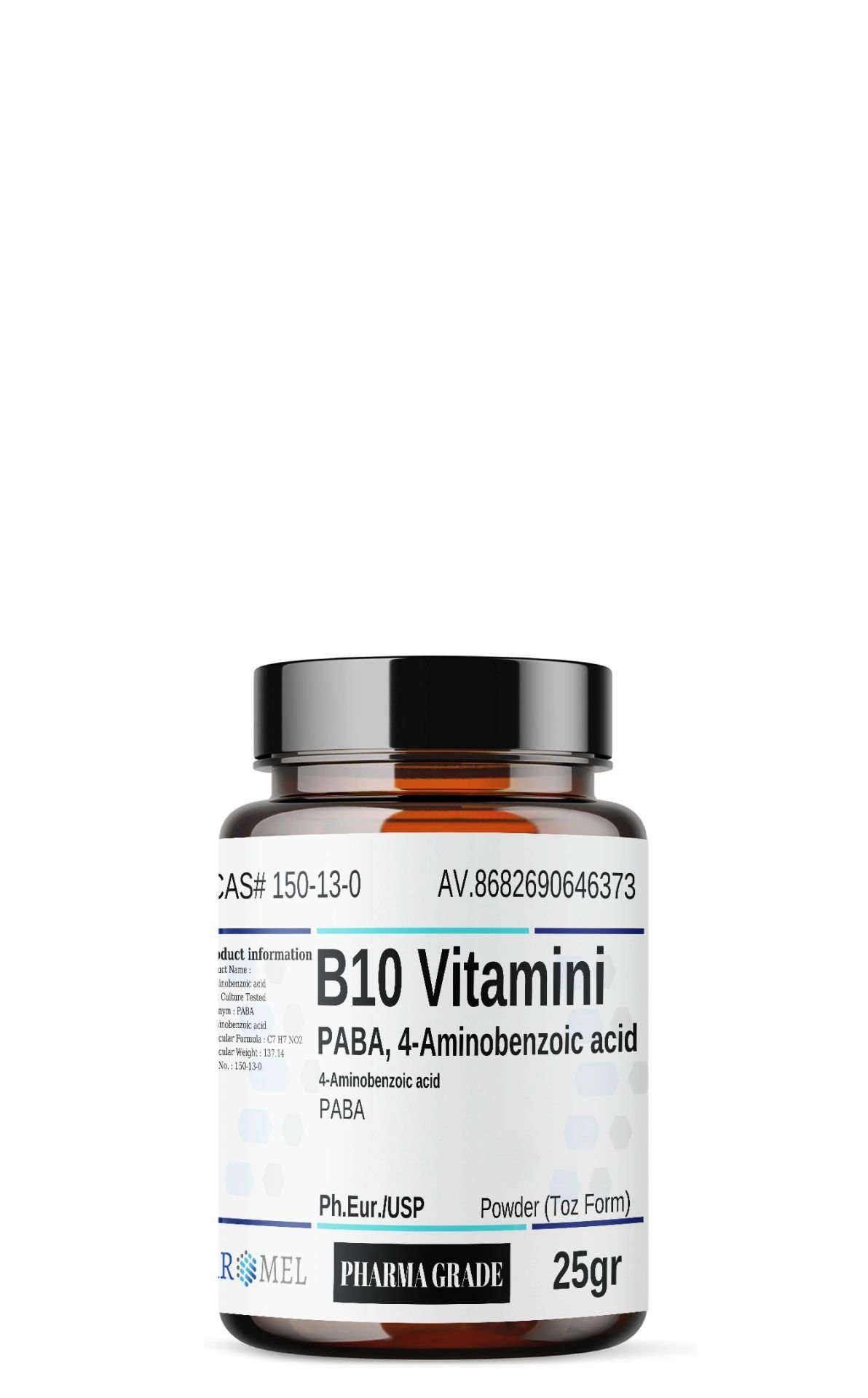 Aromel PABA Para Aminobenzoik asit | 25 gr | B10 vitamini | 4-Aminobenzoic acid