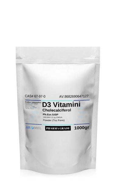 Aromel D Vitamini Kolesalsiferol  | 1 Kg | D3 Vitamini Aktif 7-dehidrokolesterol