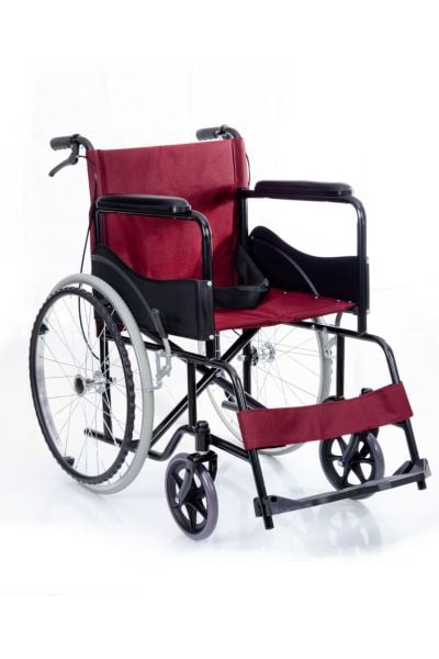 Frenli Tekerlekli Sandalye | Hasta Transfer Sandalyesi | 1.Sınıf Bordo
