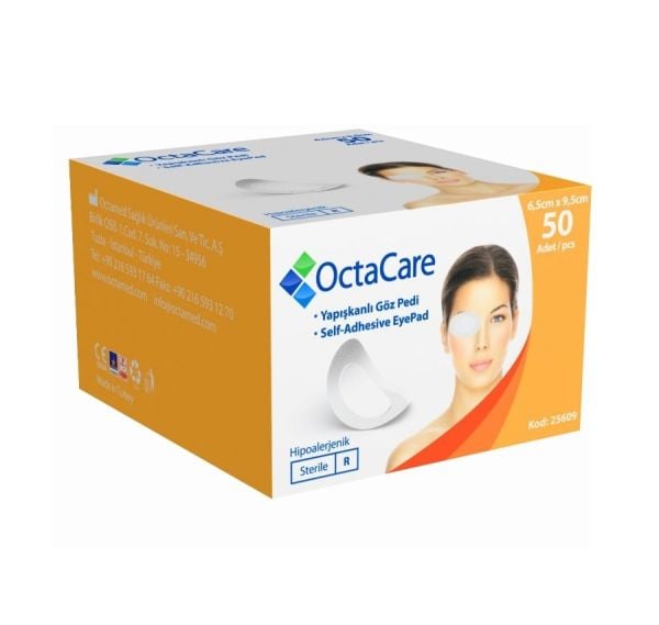 OctaCare 25609 Steril Göz Pedi 6,5cmx9,5cm 50 li Paket Yapışkanlı