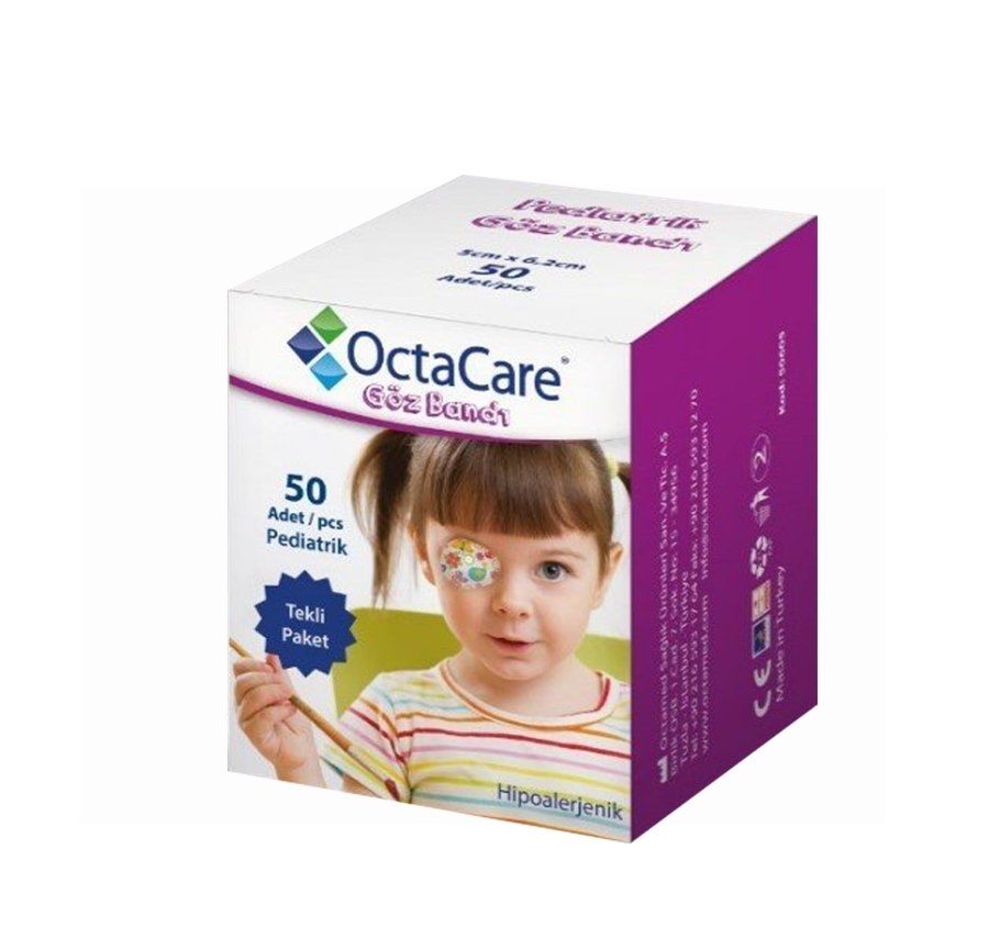 OctaCare 50605 Kız Çocuk Göz Bandı 5cmx6,2cm 50/Ad Göz Pedi