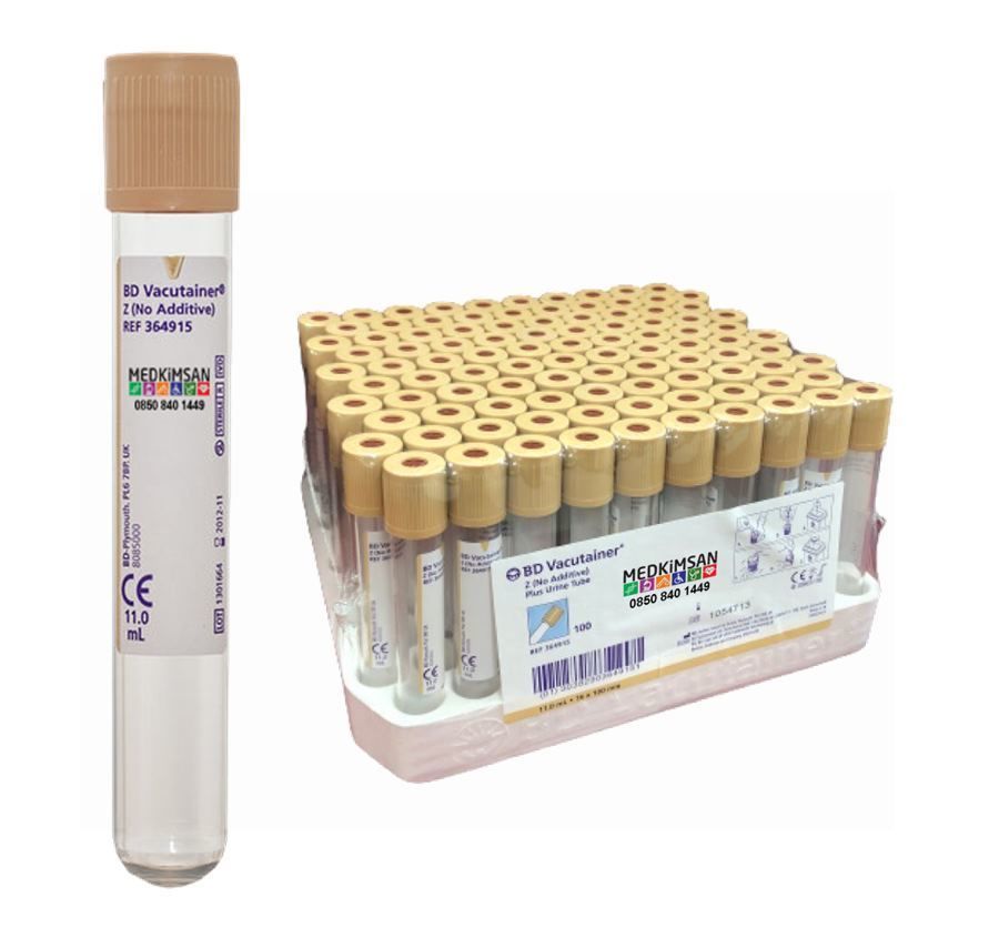 100 Adet Katkısız Tüp | 11ml 16x100mm | 364915 Z ( No Additive ) Plus Tube Bd Vacutainer