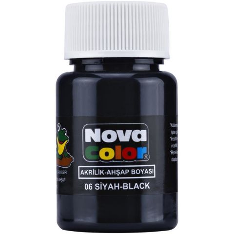 NOVA COLOR AKRİLİK BOYA 12 Lİ ŞİŞE SİYAH