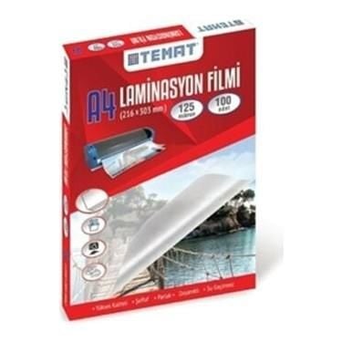 Temat A4 Laminasyon Filmi Pvc 125 Micron 100 Lü Paket