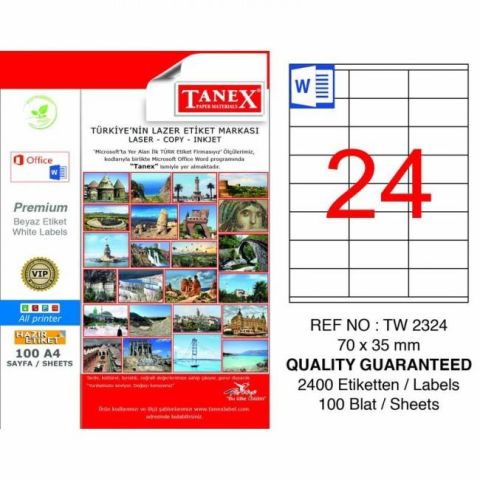 TANEX LAZER ETİKET 70*35 MM 24 LÜ TW-2324