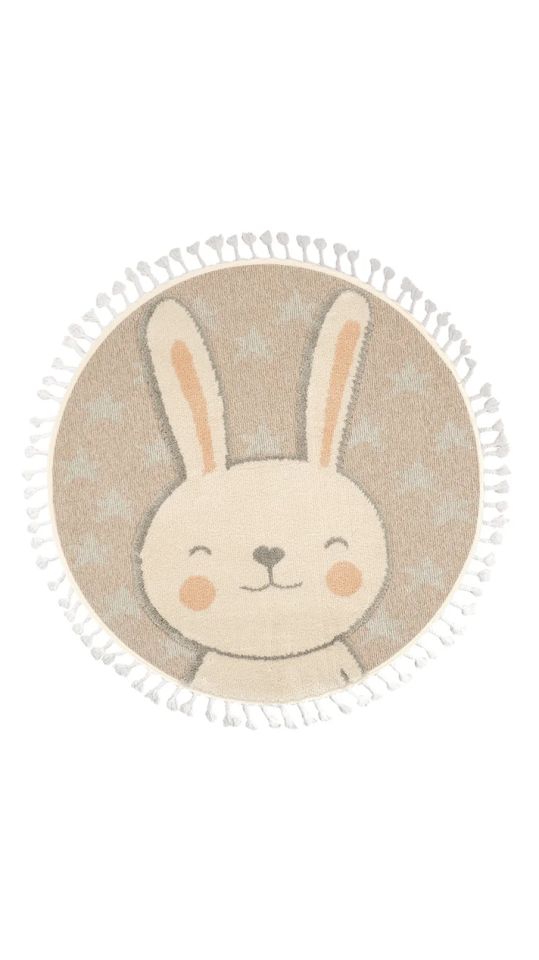 Dolce Vita Halı Kids 475 Rabbit Yumuşak Dokulu Yuvarlak Çocuk Halısı