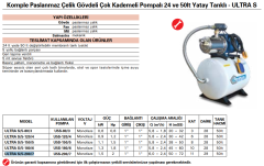 Pentax ULTRA S/5-150/5 1.5Hp 220v 50lt Genleşme Tanklı Sessiz Çok Kademeli Hidrofor