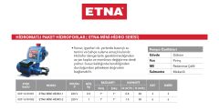 Etna MİNİ-HİDRO-1  0.5Hp 220V Preferikal Pompalı Hidromatlı Paket Hidrofor