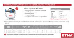 Etna YPH 90-50 WS  2.25Hp 220V Döküm Gövdeli Yatay Kademeli Santrifüj Pompalı Yatık Tanklı Sessiz Paket Hidrofor - 50 Litre Değiştirilebilir Membranlı Tanklı