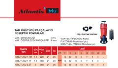 Atlantis Blu Öğütücü 1.1M 1.5hp 220v Parçalayıcılı Foseptik Dalgıç Pompa