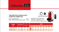 Atlantis Blu PARCL 20-1.1T 1.5hp 380v Parçalayıcılı Foseptik Dalgıç Pompa