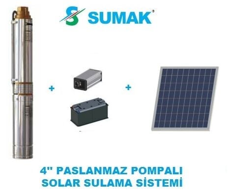 SUMAK,  4SDM310 SLR,  4'',  PASLANMAZ DALGIÇ POMPALI SOLAR SULAMA SİSTEMİ