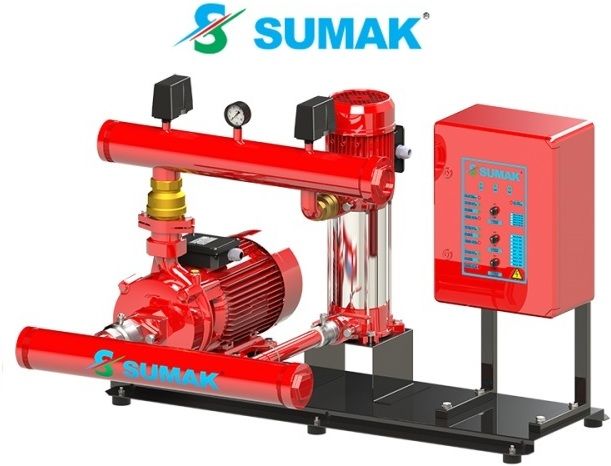 Sumak SMKT 750 EJY  1X7.5 Hp-1X1.8 Hp  380V  Elektrikli ve Joker Pompalı Yangın Söndürme Hidroforu