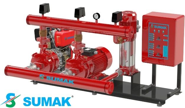 Sumak SMKT 750 EDJY  2X7.5 Hp, 1X1.8 Hp  Otomatik ve Manuel Marşlı Dizel + Elektrikli + Joker Pompalı Yangın Söndürme Hidroforu