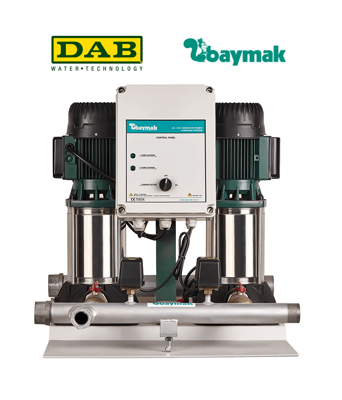 Dab 2KVC 45/120 T 2X2.5Hp 380V Çift Pompalı Paslanmaz Çelik Gövdeli Düşey Sessiz Çok Kademeli Denge Tanksız Paket Hidrofor - 8 kat 80 daire