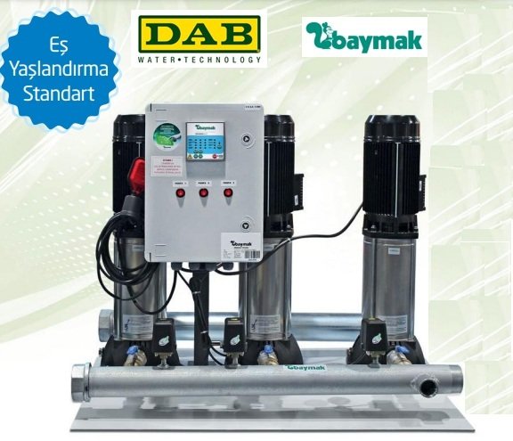 Dab 3KVC 85/120 T 3X4Hp 380V Üç Pompalı Paslanmaz Çelik Gövdeli Düşey Sessiz Çok Kademeli Denge Tanksız Paket Hidrofor - 18 kat 120 daire