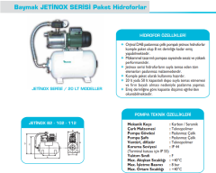 Baymak Jetinox 102 M 1hp 220v 50lt Tanklı Döküm Gövdeli Paket Hidrofor