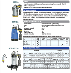 Sumak Sdf 13 A 1.3hp 220v Asansör Flatörlü az Kirli Su Dalgıç Pompa