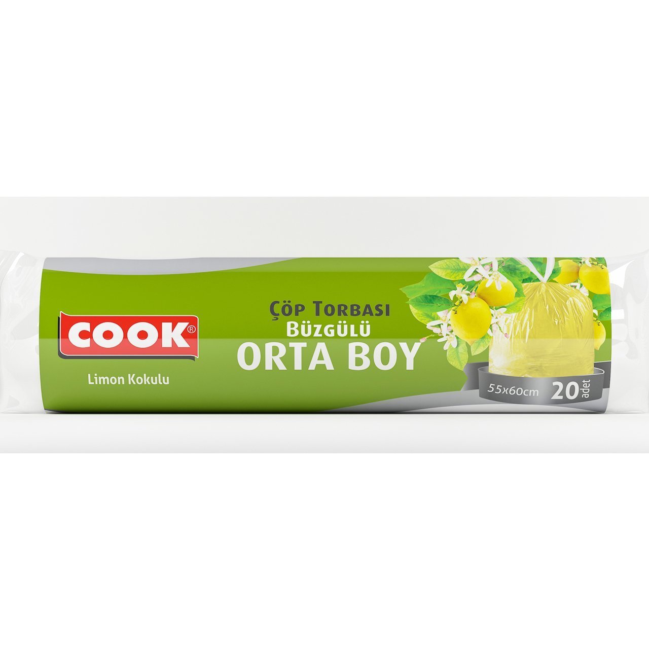 Cook Büzgülü & Kokulu Orta Boy Çöp Torbası Limon 55 x 60 cm 20 Adet
