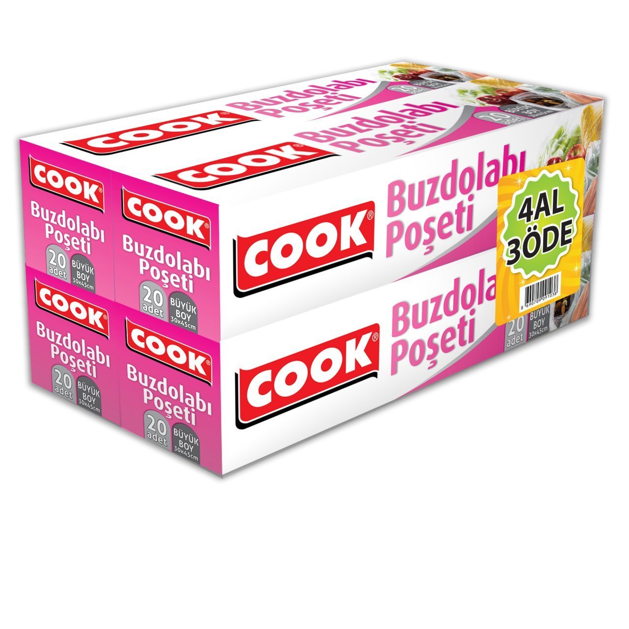 Cook Büyük Boy Buzdolabı Poşeti 30 x 45 cm 80 Adet