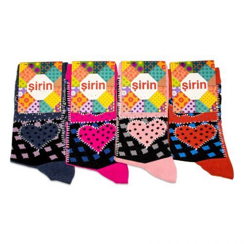 Şirin 4150 Bayan Soket Çorap 36-40 Kalp Desen Numara Asorti