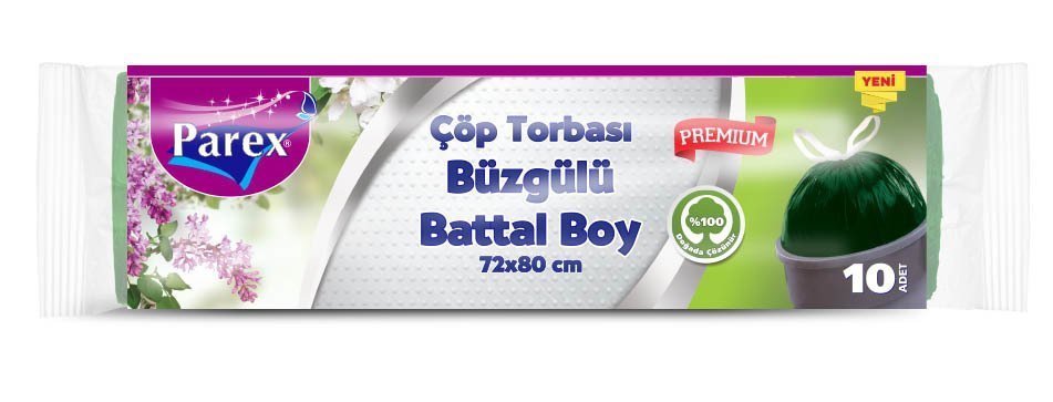 Parex Premium Çöp Torbası Büzgülü Battal Boy 10 Adet