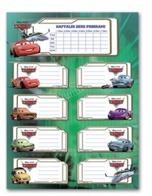 Cars Okul Etiketi 3 Adet