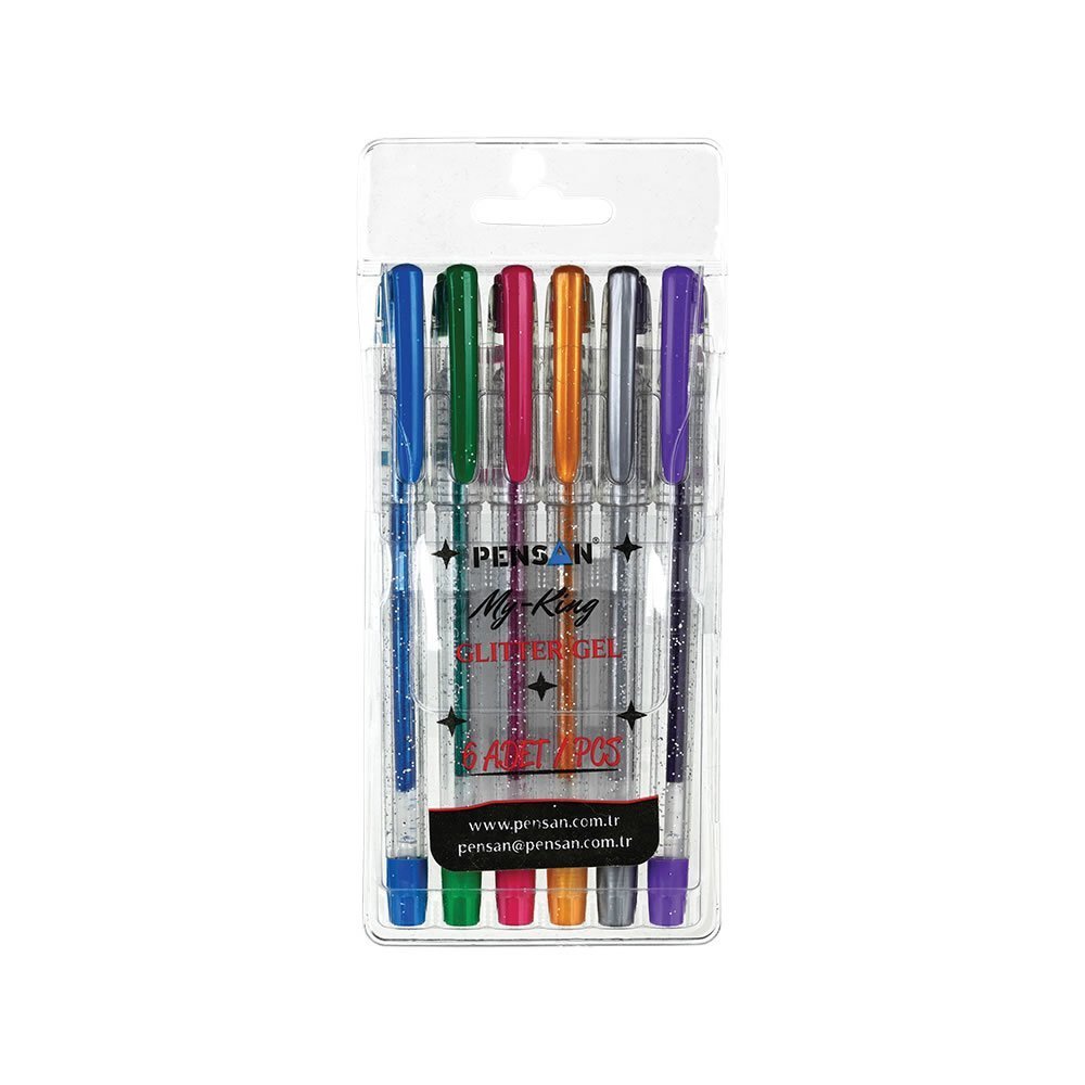 Pensan Glitter Gel Simli Jel Kalem 6 Adet