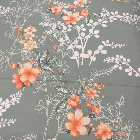 Şeftali Çiçeği Desenli Poplin Kumaş