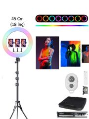 RENKSAN 18 İnç RGB Ring Fill Light Youtuber-Fotoğraf Led Işık