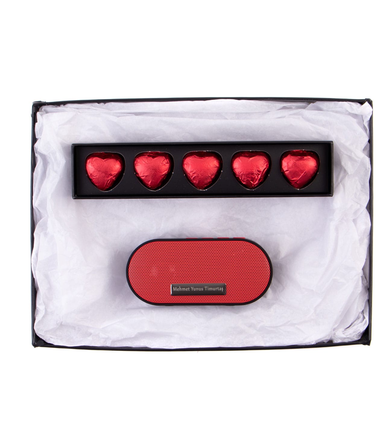 Single Slim Fıstıklı Kalp Çikolata Red - Bluetooth Hoparlör Kırmızı - Teknolojik Hediyeler