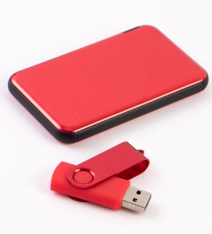 Kişiye Özel Powerbank Kırmızı 32 GB USB Bellek Kırmızı Premium Kahve - Yeni İş Hediyeleri