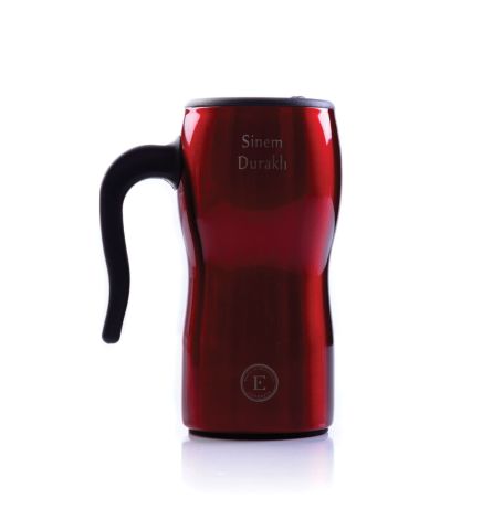 Kişiye Özel Hediyelik Çelik Termos Bardak Kırmızı No30 & Kenya AA Plus Kahve Seti