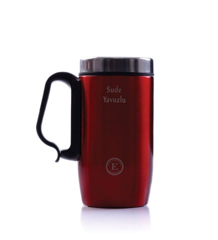 Kişiye Özel Hediyelik Çelik Termos Bardak Kırmızı & Kenya AA Plus Kahve Seti