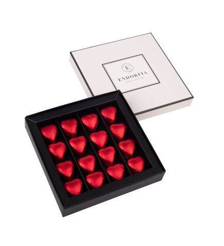 Single Mini Fıstıklı Kalp Çikolata - Kırmızı-Beyaz