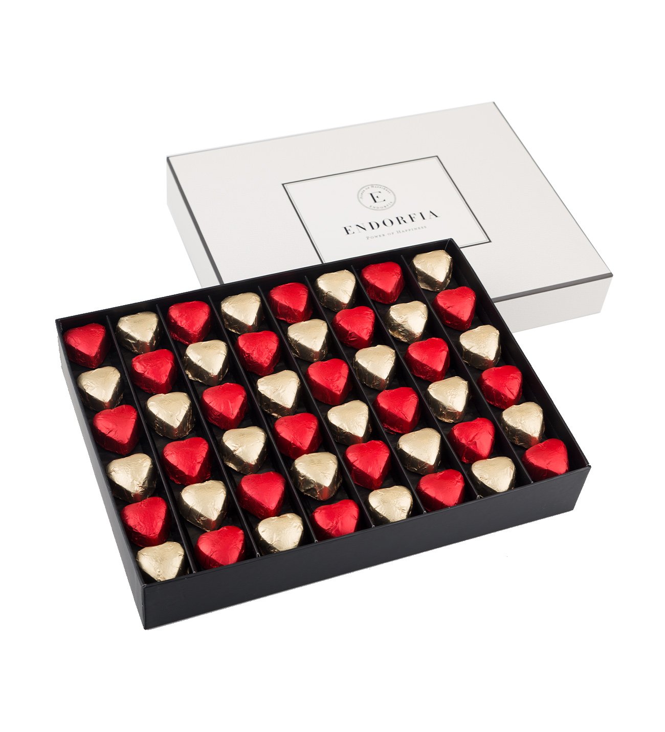 Single Maxi Fıstıklı Kalp Çikolata Kırmızı-Gold-Beyaz