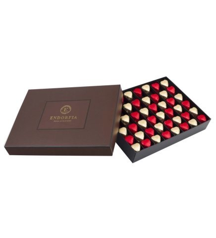 Single Maxi Fıstıklı Kalp Çikolata Kırmızı-Gold-Kahverengi