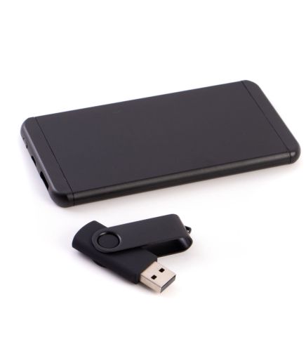 Kişiye Özel Powerbank Siyah - 32 GB USB Bellek Siyah - Dragee